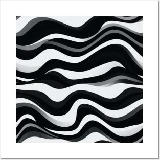 Monochrome Waves: Modern Abstract Ebb and Flow Posters and Art